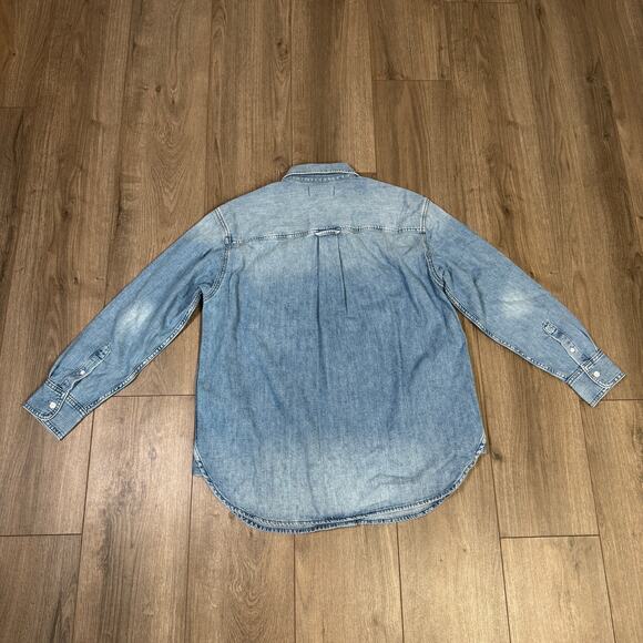 Madewell Denim Oversized Button-Up Shirt WMNS S Marnie Wash Long Sleeve Collared - Picture 7 of 9